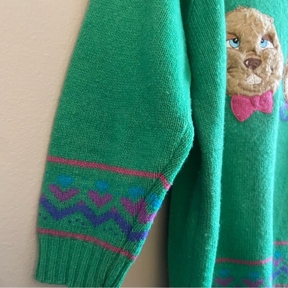 *Rare* Vintage O12 Benetton Wool 3/4 Sleeve Sweater w Chipmunk Characters - Picture 7 of 16